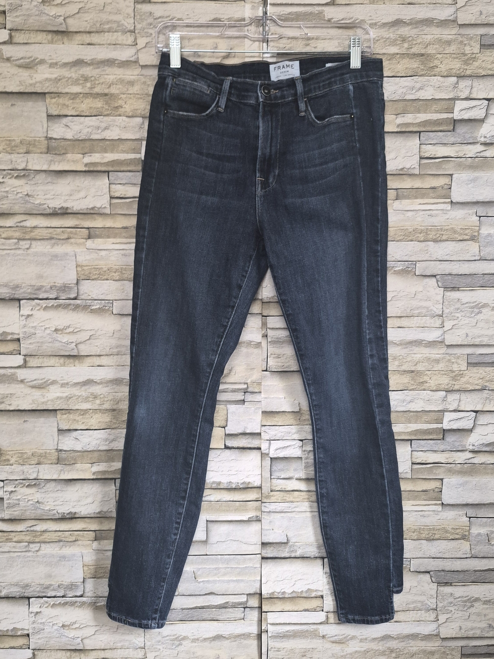 ​FRAME Le High Skinny Womens Jeans Size 29 Dark Blue Harway Wash Ankle Slit Step